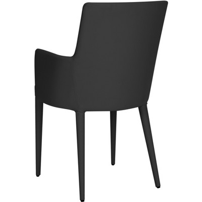 Black Faux Leather and Metal Transitional Arm Chair
