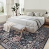 Fulvari Washable Taupe Vintage Traditional Mat Distressed Indoor Foldable Thin Rug Retro Accent Floral Non Slip Carpet - 2 of 4