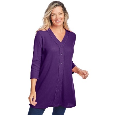 Woman Within Plus Size Thermal Button-Front Tunic