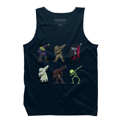 Men's Design By Humans Dabbing Halloween Creatures Skeleton Zombie Dab By vomaria Tank Top