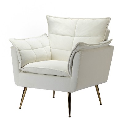 Jonat Contemporary Velvet Wooden Upholstered Armchair with Metal Legs for Bedroom and Living Room | ARTFUL LIVING DESIGN