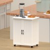 Dexmalle Specialty Coffee Bar Cabinet Buffet Sideboard with Barn Door and Wheels - 3 of 4