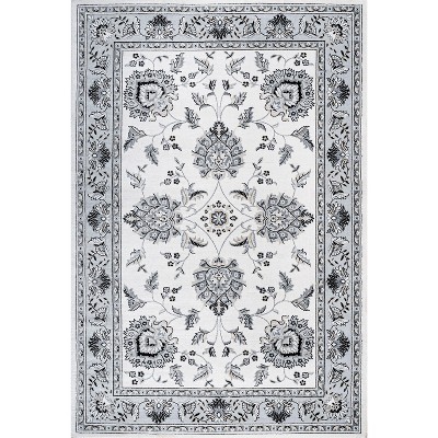 Elegant Cream/Light Gray Synthetic Cottage Rug 4' x 6'