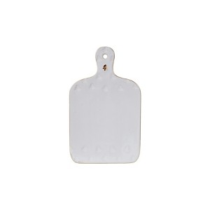 Storied Home Debossed Stoneware Cheese/Cutting Board with Trees and Gold Electroplating in Reactive Glaze, White - 1 of 2