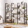 Triple Wide 4 Tier Bookshelf Industrial Large Bookcase Display Rack - 3 of 4