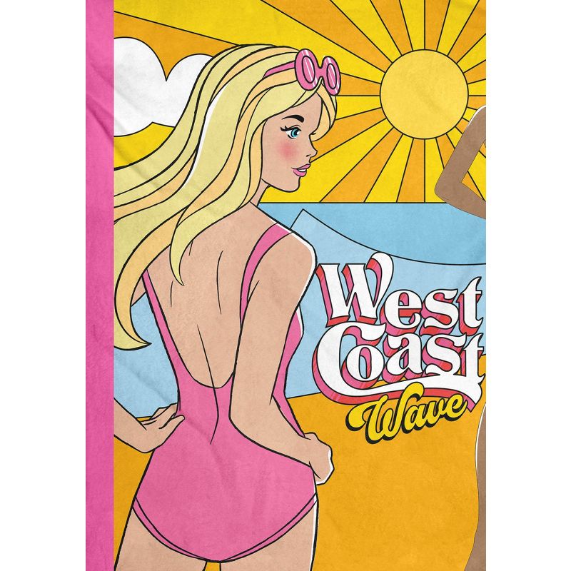 Mattel Barbie West Coast Wave Beach Nikki Plush Soft Throw Blanket Wall Scroll Multicoloured, 3 of 4