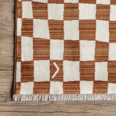 Dominique Orange and White Geometric Synthetic Area Rug