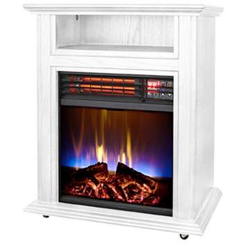 Comfort Glow Electric Quartz Mobile Fireplace Indoor Heater With 3 Energy-Efficient Quartz Heating Elements