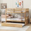 Whisen Full Over Full Rubber Wood Bunk Bed with Trundle, Ladder and Guardrails, Convertible to 2 Full Size Beds - 3 of 4