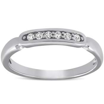 Pompeii3 10k White Gold 1/10ct Diamond Anniversary Wedding Promise Ring High Polished