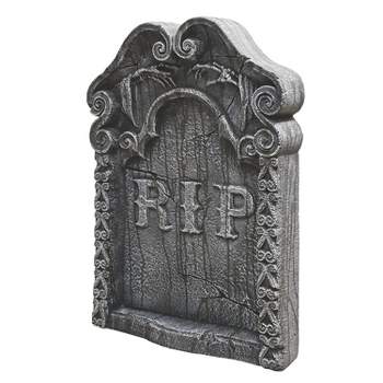 Seasonal Visions Tombstone RIP Halloween Decoration - 30 in x 22 in - Gray