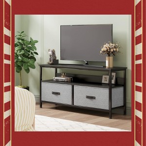 39'' TV Stand for TVs up to 50'' - Entertainment Center with 2 Fabric Drawers & Open Shelf, Adjustable Footpads - 1 of 4