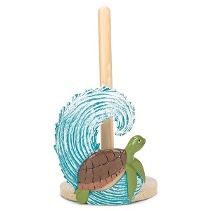 Elanze Designs Turtle Ocean Wave 12 inch Resin and Wood Paper Towel Holder - 1 of 4