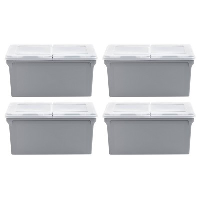 IRIS 4pk Split Lid Letter Size File Box Gray