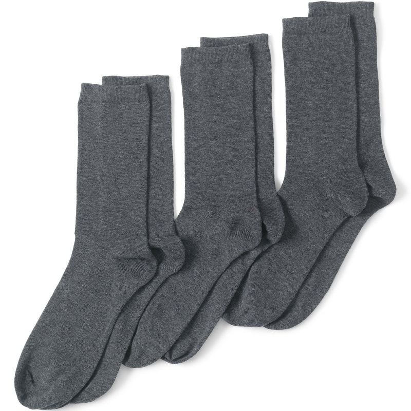 Lands' End Women's 3-Pack Seamless Toe Solid Crew Socks, 1 of 2