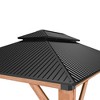 Permanent Hardtop Wood Gazebo with Double Metal Roof & Heavy-Duty Timber Frame for All-Weather Protection in Patio & Garden - 4 of 4