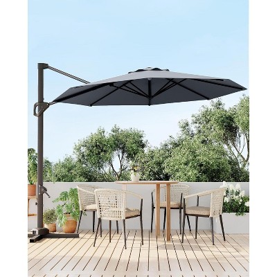 10FT Outdoor Cantilever Umbrella Patio Umbrella with Base Included Market Sun Shade Windproof Offset Umbrella with 360-Degree Rotation