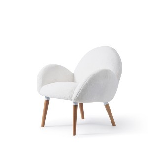 Dolonm Elegant Beech Frame Sofa Chair with Imitation Lamb Fabric for Living Room and Hotel, White - 1 of 4