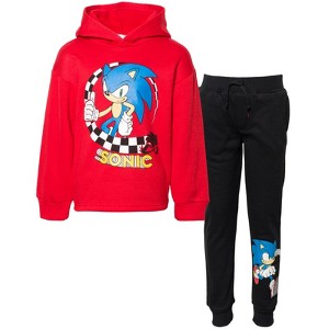 SEGA Sonic the Hedgehog 	Knuckles Tails Fleece Pullover Hoodie and Pants Outfit Set Toddler to Big Kid - 1 of 4