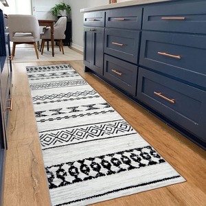 2x8 Hallway Runner Rug, Washable Kitchen Runner, Non-Slip, Geometric Boho Design, Stain-Resistant Moroccan Style Rug for Kitchen and Living Room - 1 of 4