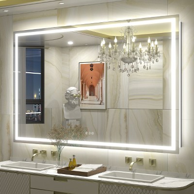 Apmir Super Bright Front & Back LED Lighted Anti-Fog Tempered Glass Bathroom/Vanity Mirror with ETL & 3-Year Warranty