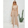 Womens Wide Leg Casual Jumpsuits Cap Sleeve Summer One Piece Outfits Crewneck Romper Criss Cross V-Back - 2 of 4
