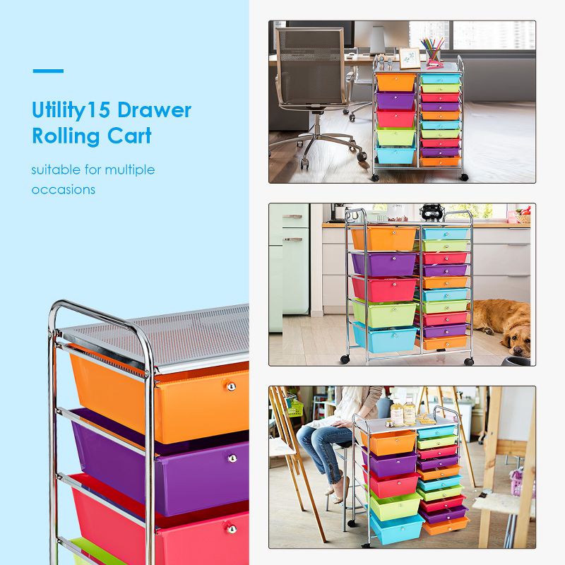 Costway  Rolling Storage Cart wIth 15 Drawers, 5 of 11