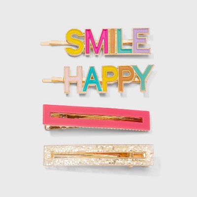 Girls' 4pk Smile and Happy Hair Clips - Cat & Jack™