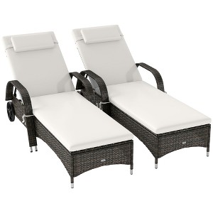 Aghana Digitals Gray Rattan Pool Lounge Chair with 5-Level Adjustable Backrest, Wheels, Cushion, - 1 of 4