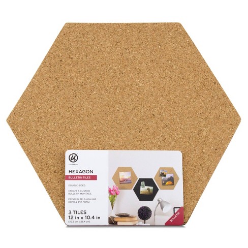 U Brands 3ct Hexagon Cork Bulletin Board Tiles Target