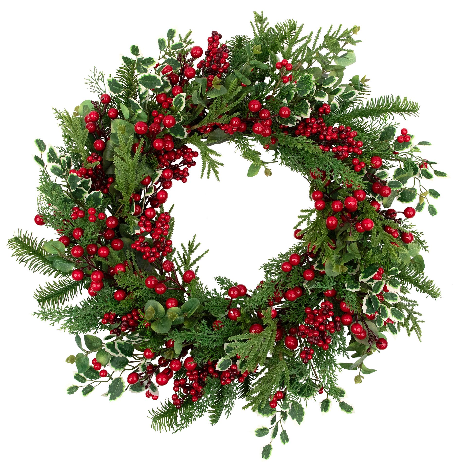 Northlight Mixed Pine, Cedar and Berries Artificial Christmas Wreath - 30" - Unlit