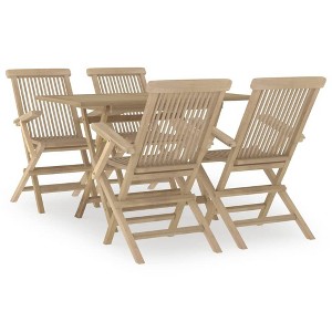 vidaXL Patio Dining Set Outdoor Furniture Set for Garden Gray Solid Wood Teak - 1 of 4