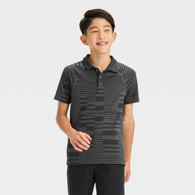 Boys' Seamless Golf Polo Shirt - All in Motion™ Black, 1 of 5