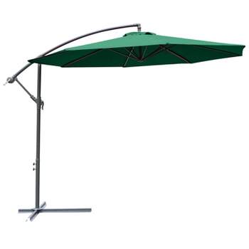 Outsunny 10' Cantilever Hanging Tilt Offset Patio Umbrella with UV & Water Fighting Material and A Sturdy Stand