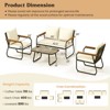 Costway 4/8 PCS Patio Furniture Set with Tempered Glass Coffee Table PE Wicker Rattan Chairs - 3 of 4