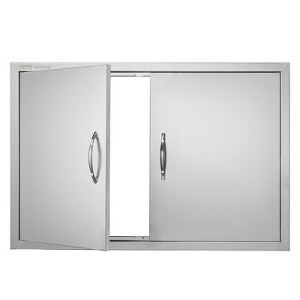 VEVOR BBQ Access Door, 35W x 24H Inch Double Outdoor Kitchen Door, Stainless Steel Flush Mount Door, Wall Vertical Door with Handles, Silver - 1 of 4