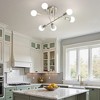 YANSUN 16 in. 6-Light Modern Nickel Linear Semi-Flush Mount Sputnik Ceiling Light Fixture for Dining Room, Kitchen, Bedroom - 3 of 4