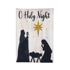 Evergreen Nativity Silhouette Garden Linen Flag - 1 of 4