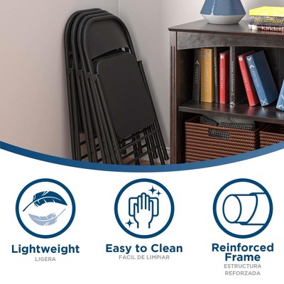 Black Metal Armless Folding Chair Set