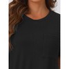 cheibear Women's Short Sleeve Front Pocket Knit Round Neck Loungewear - 4 of 4