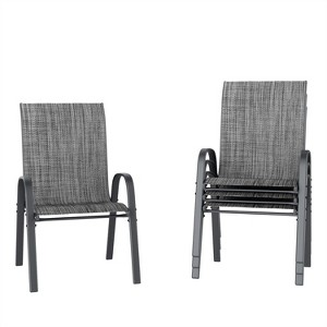 Patio Chairs Set of 4, Outdoor Stackable Dining Chairs, All-Weather ...