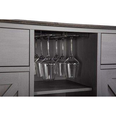 Festivo Modern Gray Wood 47" Bar Cabinet with Brushed Nickel Knobs