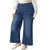 Agnes Orinda Women's Plus Size Casual Stretch Washed Pockets Wide Leg Palazzo Denim Jeans - 2 of 4