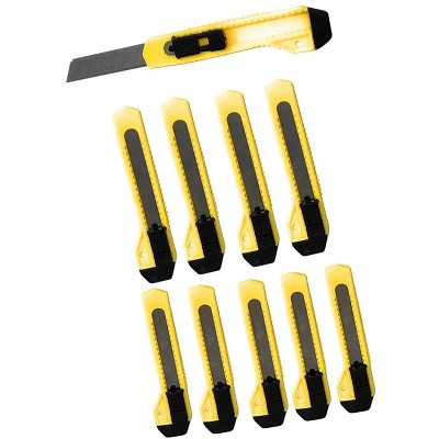 MotoProducts Bulk 6" Box Cutters Yellow with Snap-Off Blades and Safety Locks