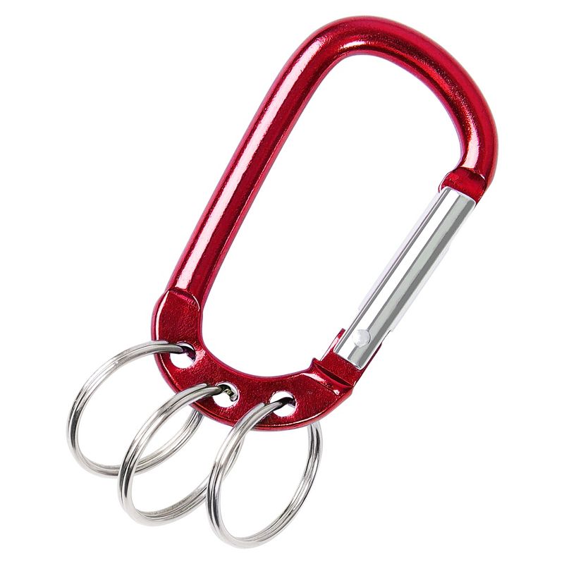 Unique Bargains Aluminum Carabiner Clip Hook with 3 Split Key Ring Chain 2.7" x 1.5" Burgundy 1 Pc, 1 of 9
