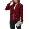 Anna-Kaci Women's Sequin Bomber Jacket Zip Front Ribbed Cuffs and Hem Pockets - 3 of 4