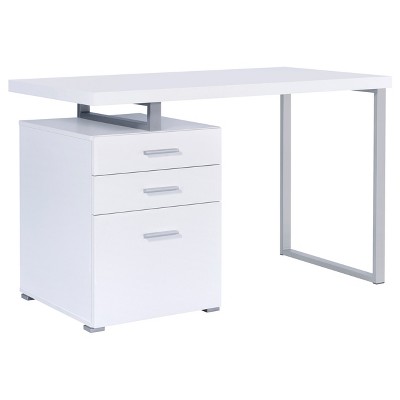 Vynxaria Reversible 3-Drawer Office Computer Desk with File Cabinet, Metal Frame Home Office Workstation