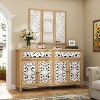 FUFU&GAGA Rustic Buffet Sideboard Pantry Cabinet with Floral Carved Doors, Metal Hardware, and Bonus Hanging Artwork - 3 of 4
