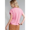 I AM A FASHION JUNKY Pink Patch Pocket Ribbed Knit Short Sleeve Sweater - 2 of 4