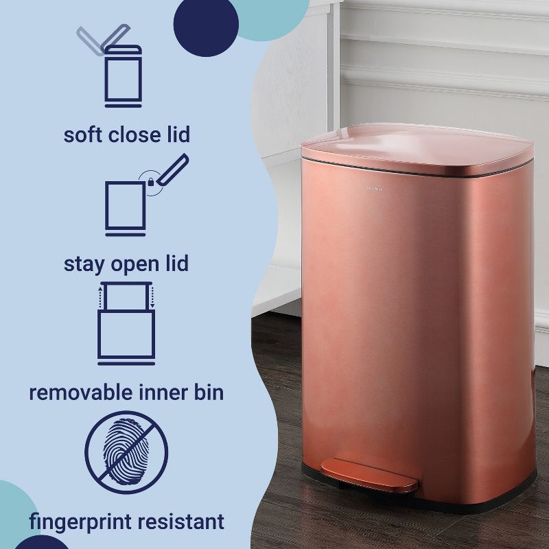 happimess Connor Rectangular 13-Gallon Trash Can with Soft-Close Lid and FREE Mini Trash Can, 5 of 12